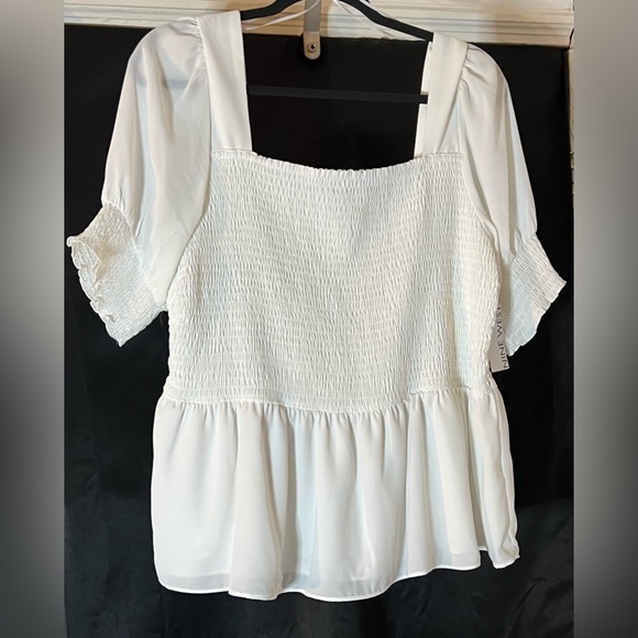 NWT white ribbed shirt Nine West - Picture 2 of 6